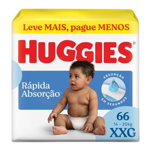 Fralda Huggies Rápida Absorção  XXG Embalagem Econômica 66 Unidades