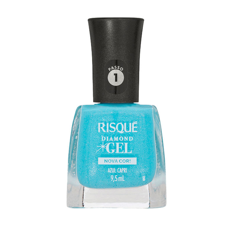 Esmalte Risqué Diamond Gel Azul Capri 9,5ml: Secagem Rápida