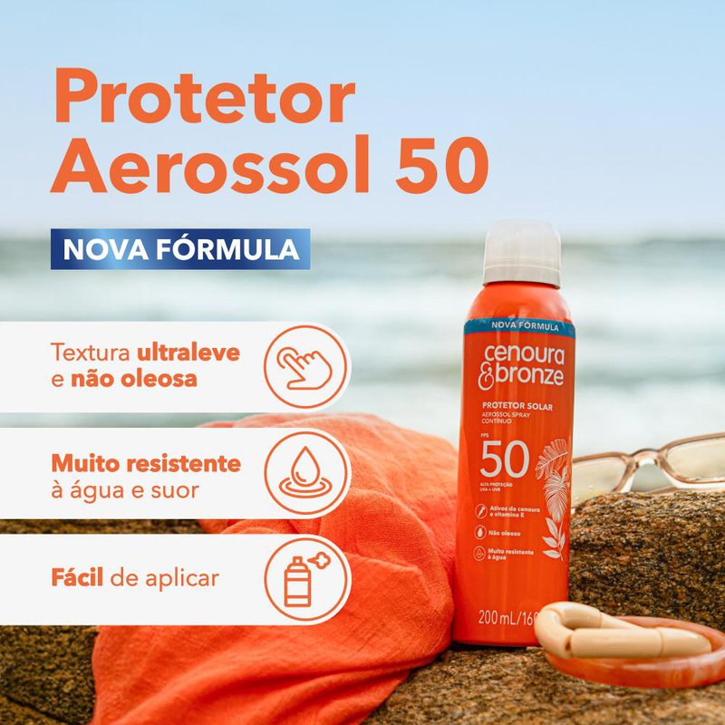 Protetor Solar Aerossol Cenoura & Bronze FPS50 200ml: Preço