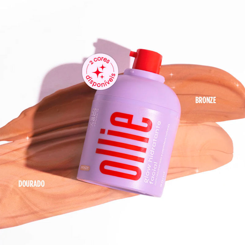 Glow Hidratante Facial Ollie FPS50 Cor Dourado 30ml: Preço
