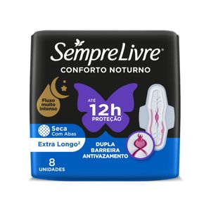 Absorvente Sempre Livre Conforto Noturno Seca Com Abas 8 Unidades