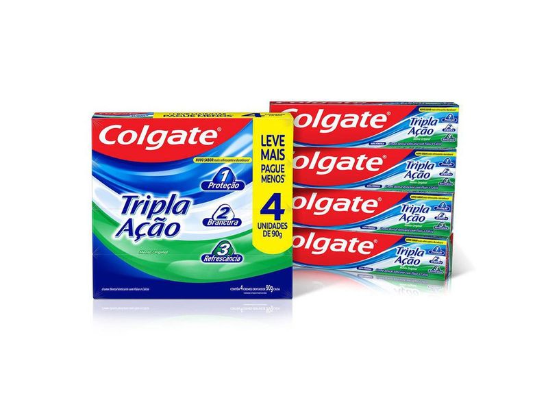 002-kit-creme-dental-colgate-tripla-acao-sabor-menta-original-4-unidades-90g