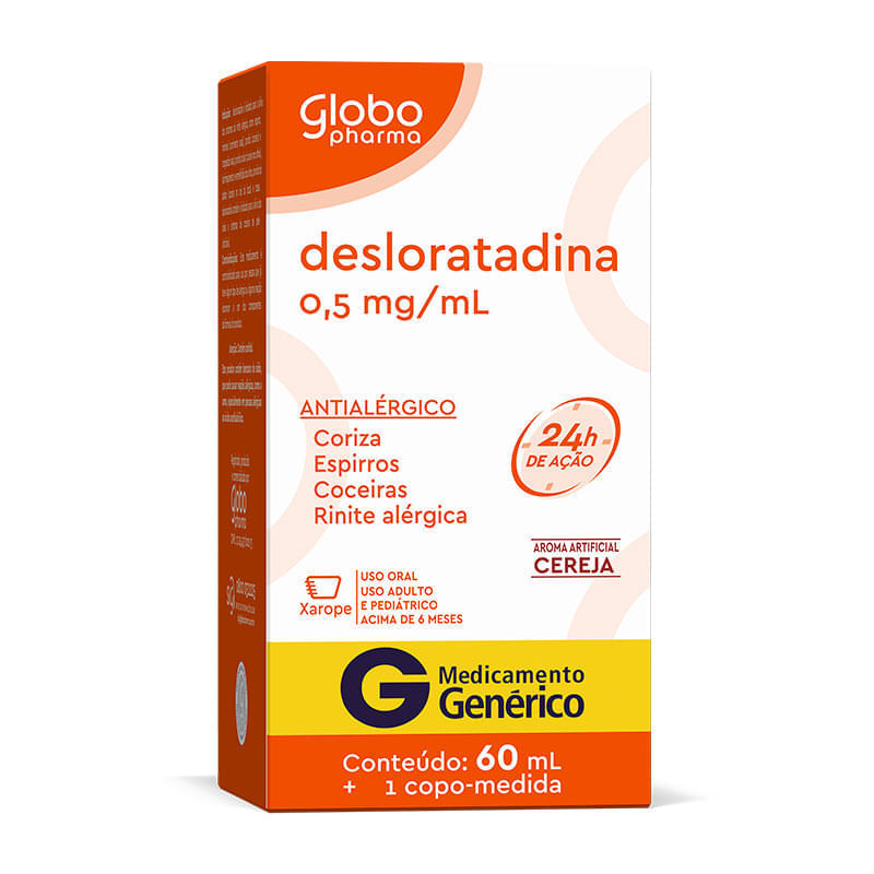 Desloratadina Globo Pharma Genérico 0,5mg/ml Xarope 60ml