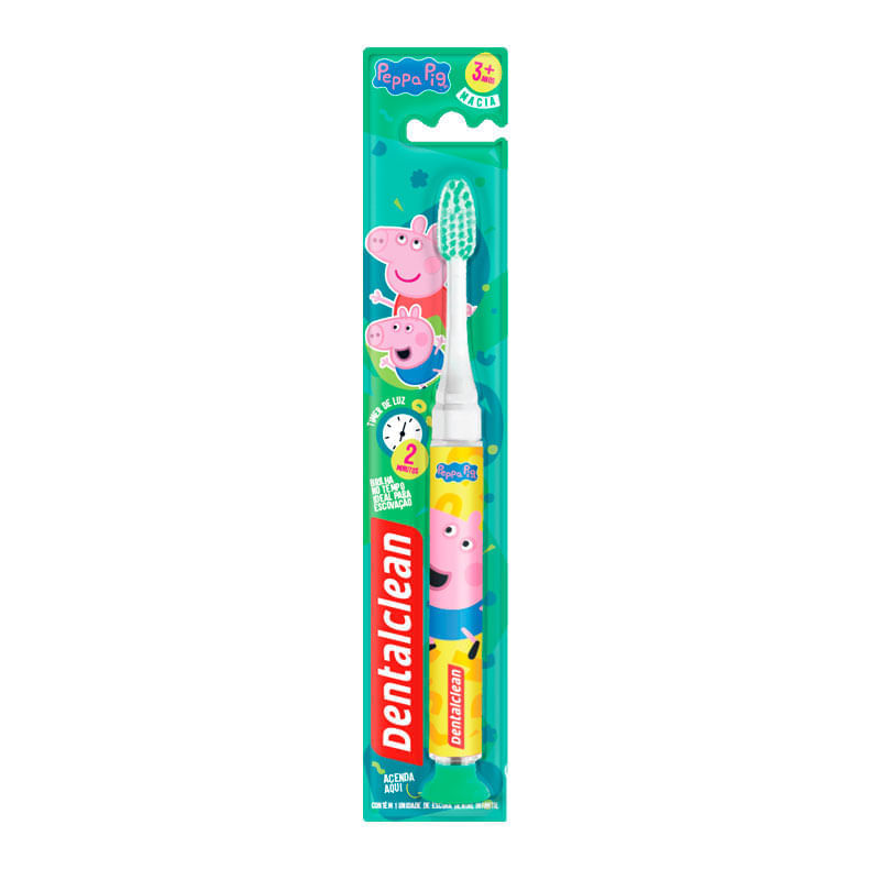 Escova Dental Infantil Dentalclean Macia Peppa Pig Timer De Luz