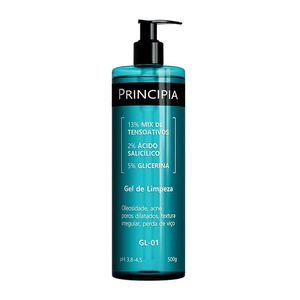 Gel de Limpeza Facial Principia GL-01 Mix de Tensoativos + Ácido Salicílico + Glicerina 500g