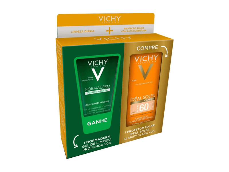001-kit-protetor-solar-vichy-ideal-soleil-clarify-clara-fps60-40g-gel-de-limpeza-profunda-normaderm-50g-farmacia-online-drogal