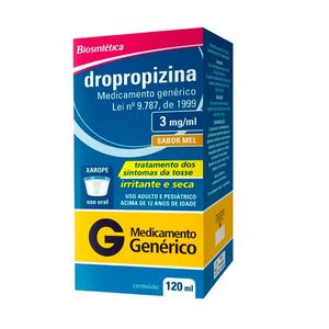 Dropropizina 3mg/ml Biosintética Xarope Sabor Mel 120ml + Copo Dosador