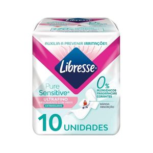 Absorvente Libresse Pure Sensitive Ultrafino Extra Suave Com Abas 10 Unidades
