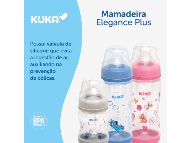 002-Mamadeira Kuka Elegance Plus Cor Cinza 150ml