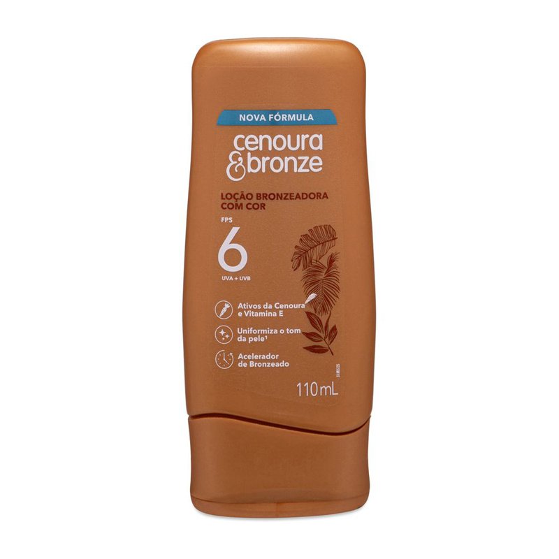 Loção Bronzeadora Cenoura & Bronze FPS6 Com Cor 110ml: Preço