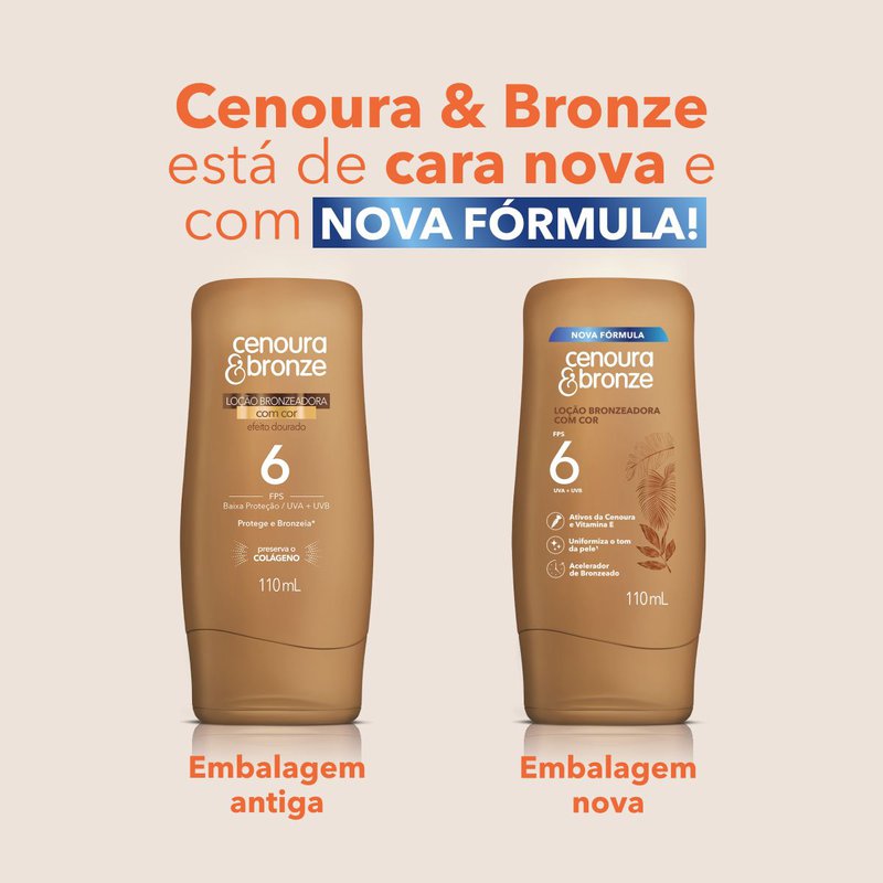 Loção Bronzeadora Cenoura & Bronze FPS6 Com Cor 110ml: Preço