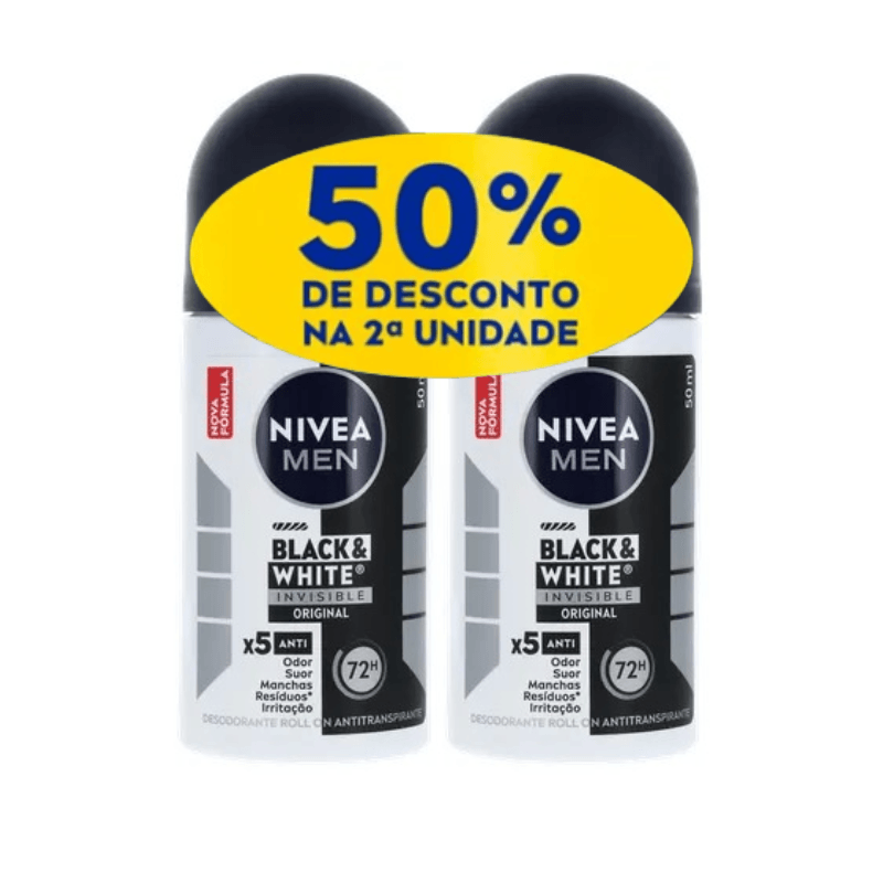 NIVEA Black & White Invisible 15本 Nivea Men Invisible Black & White – Proteção 48h Sem Mancha