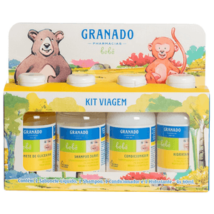 Kit Viagem Granado Bebê Sabonete Líquido + Shampoo + Condicionador + Hidratante 60ml Cada
