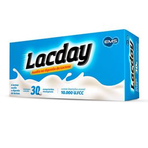 Suplemento Alimentar Lacday 10.000 U.FCC Enzima Lactase 30 Comprimidos Mastigáveis