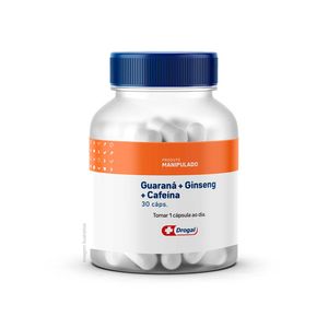 Guaraná 180mg + Ginseng 100mg + Cafeína 20mg 30 Cápsulas