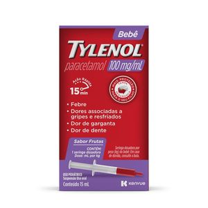 Tylenol Bebê 100mg/ml Suspensão Oral Sabor Frutas 15ml + Seringa Dosadora