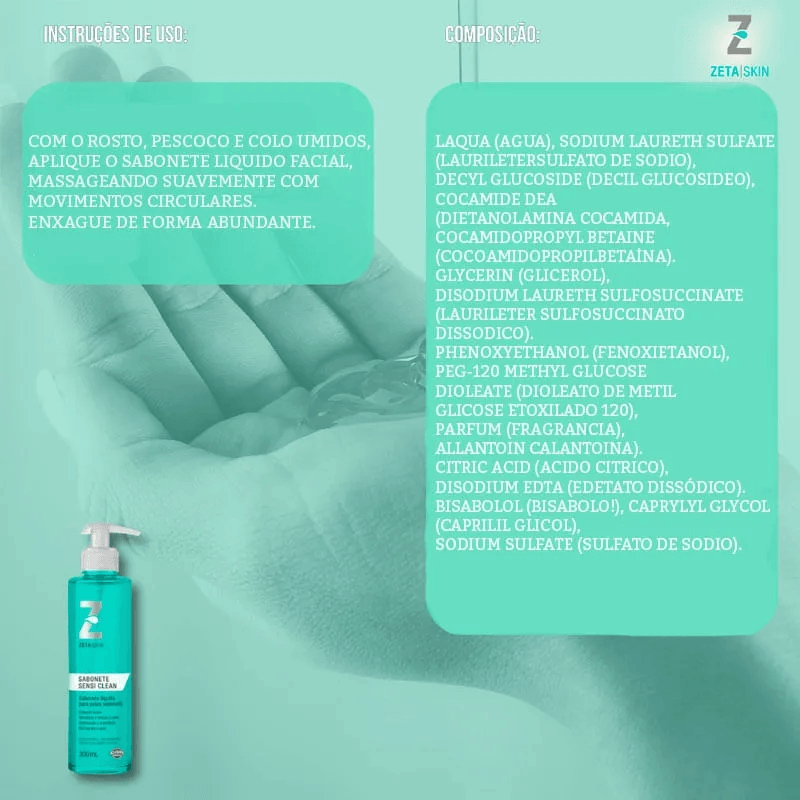 Sabonete Líquido Zeta Skin Sensi Clean Pele Sensível 300ml