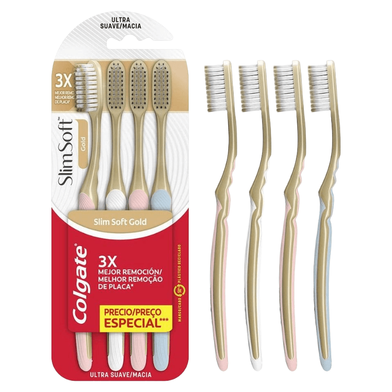 Escova Dental Colgate Slim Soft Gold 4 Unidades | Drogal