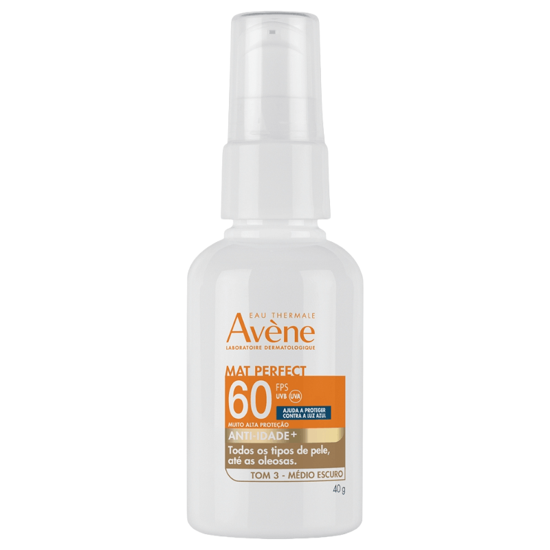 Encontraproduto.com.br - Protetor Solar Facial Eau Thermale Avène FPS 60 Mat Perfect Anti-Idade+ Cor 3 Média Escura 40g