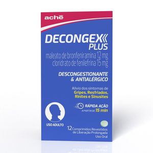 Decongex Plus Maleato de Bronfeniramina 12mg + Cloridrato de Fenillefrina 15mg 12 Comprimidos Revestidos de Liberação Programada
