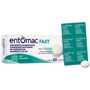 Entomac Fast Sabor Menta 40 Comprimidos Mastigáveis