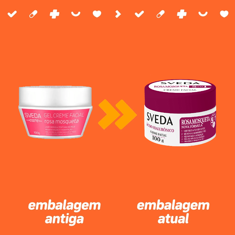 フェイスクリーム de Rosa Creme Facial Sveda Care Rosa Mosqueta 100g Hidratante