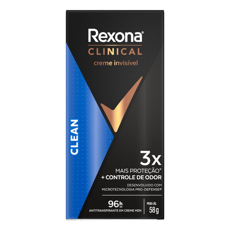Desodorante em Creme Rexona Clinical Clean 96h 58g | Drogal