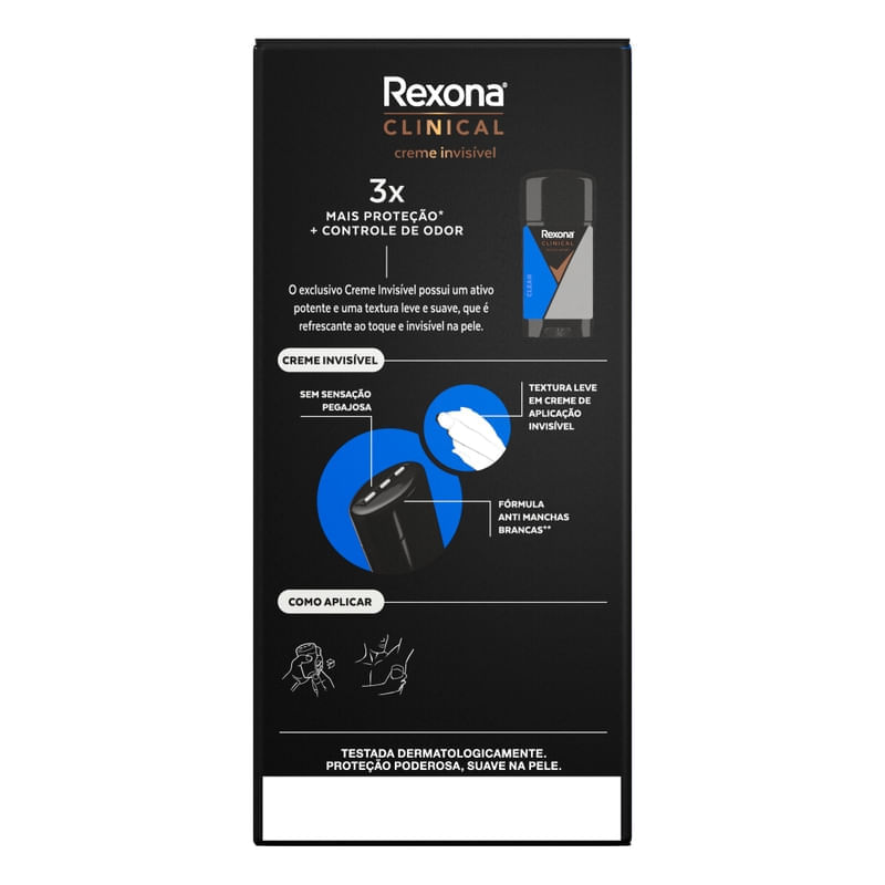 Desodorante em Creme Rexona Clinical Clean 96h 58g | Drogal