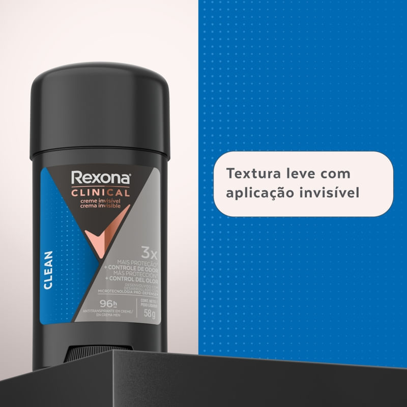 Desodorante em Creme Rexona Clinical Clean 96h 58g | Drogal