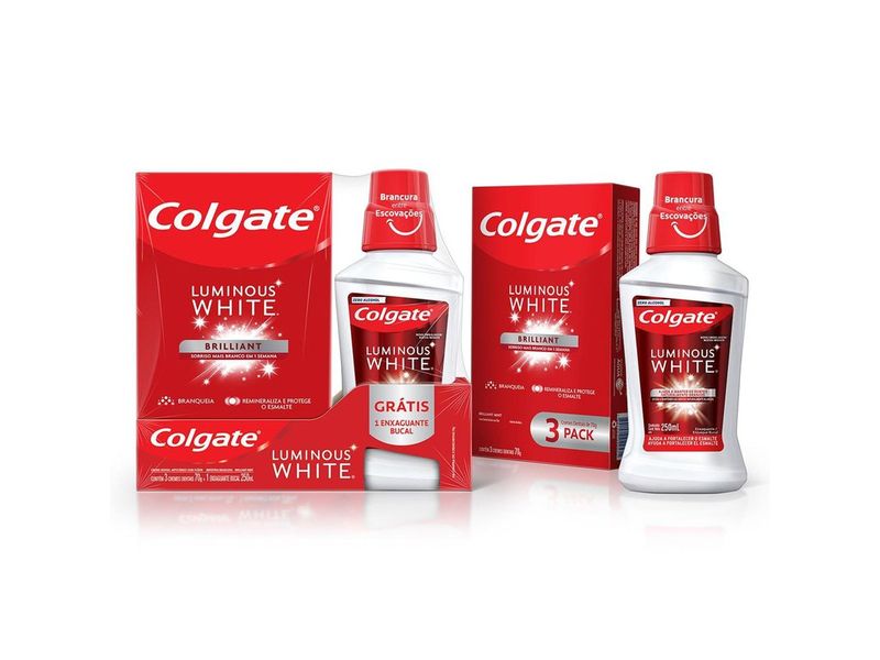 002-kit-creme-dental-clareador-colgate-luminous-white-brilliant-mint-3-unidades-70g-enxaguante-bucal-clareador-colgate-luminous-white-250ml-farmacia-drogal-online