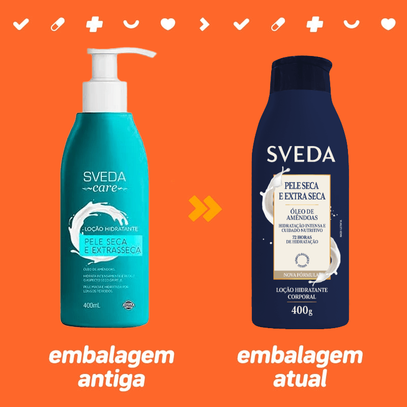 Loção Hidratante Sveda Pele Seca 400g: 72h de Hidratação