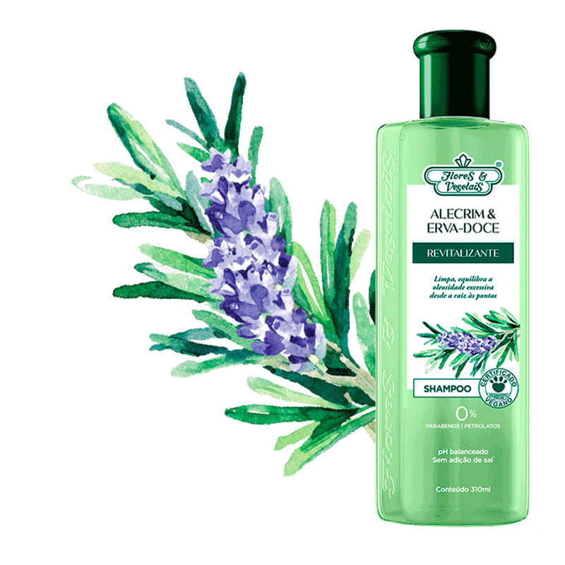Shampoo Flores e Vegetais Alecrim e Erva-Doce 310ml Preço