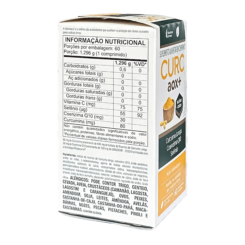 Suplemento Alimentar Curc AOX+ 60 Comprimidos: Antioxidante