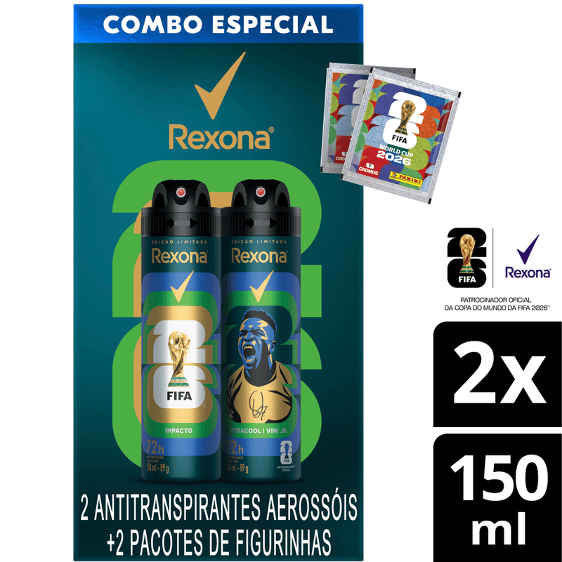 Kit Rexona Men Impacto+Xtracool 150ml + Figurinhas Copa 2026