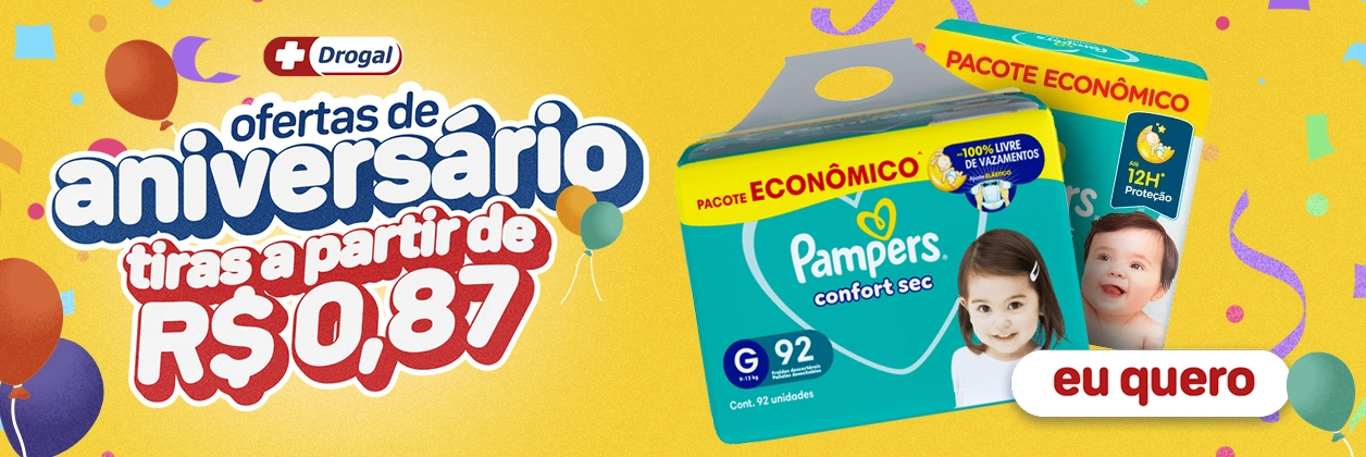 Pampers Tiras a partir R$ 0,87