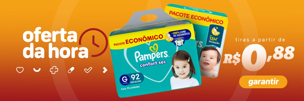 Oferta da Hora Fraldas Pampers Tiras a Partir de R$0,88